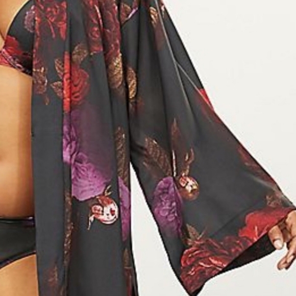 CACIQUE Intimates Silky Robe with Kimono Sleaves in Cumberland Rose - Size 18/20 - Picture 3 of 8